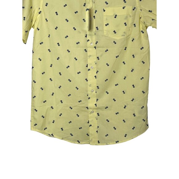 Chaps Shirt Mens Small Button Down Short Sleeve Top Yellow Pineapple Casual Work - Picture 3 of 10